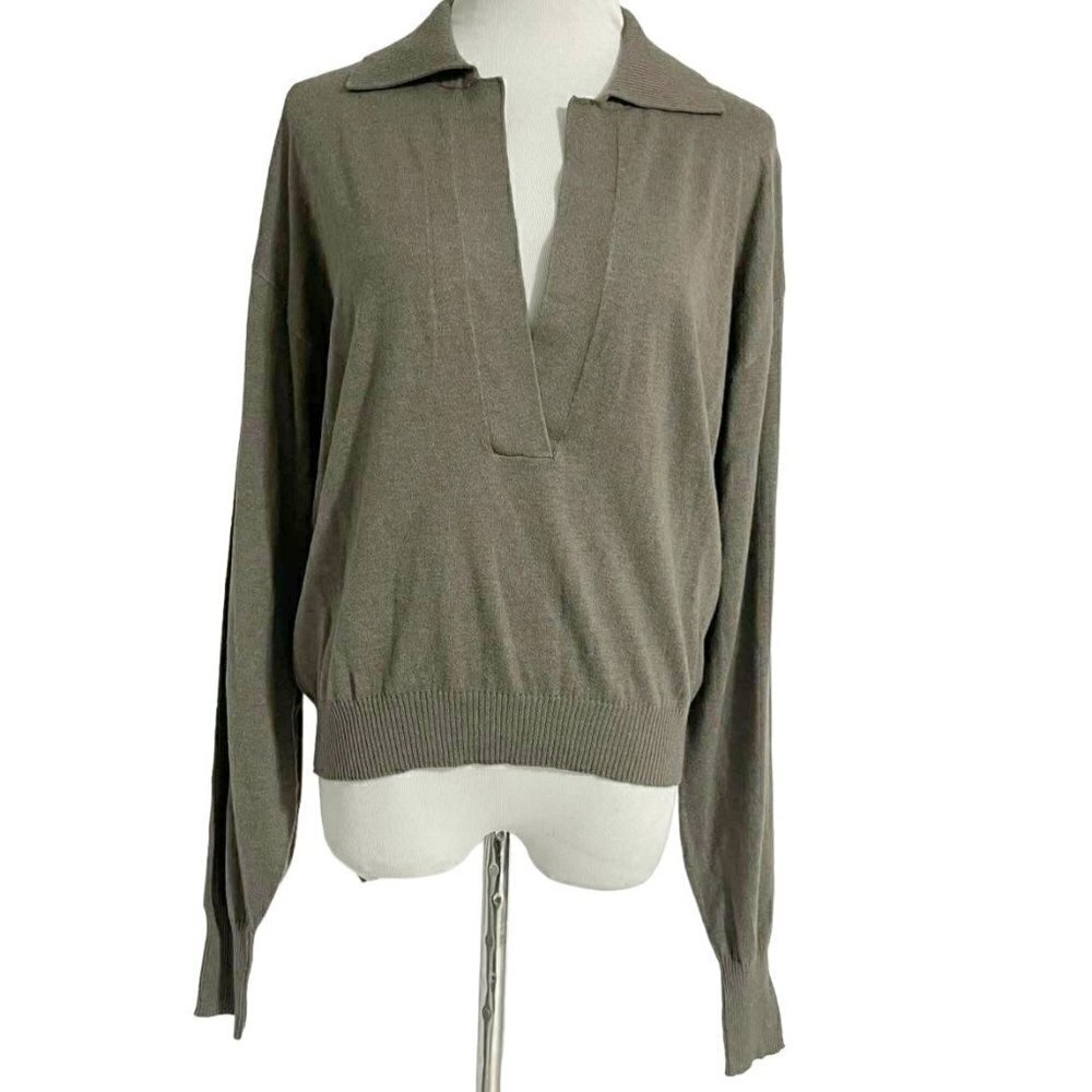 Good American Size 1/2  Top Blouse Pullover Olive Sweater Pullover